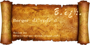 Berger Árpád névjegykártya