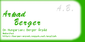 arpad berger business card